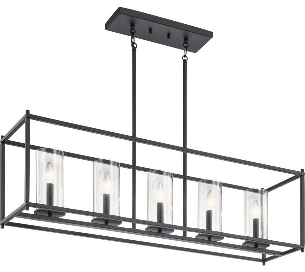 5 Light Contemporary Minimalist Kitchen Island Light Fixture Clear