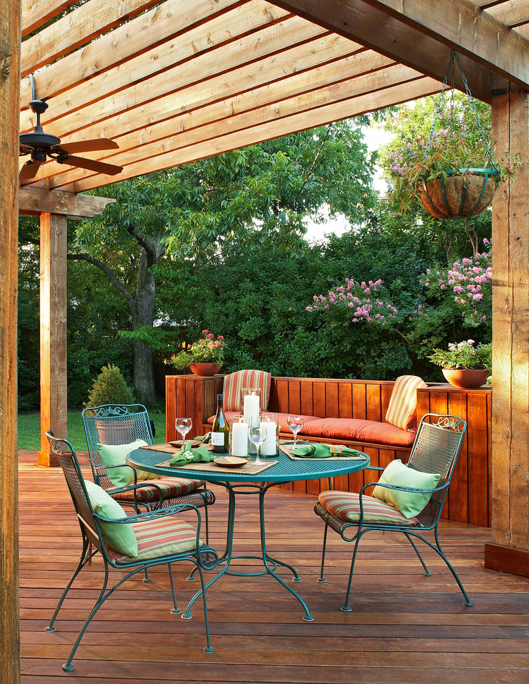 Inspiration for a traditional deck in Dallas with a pergola.