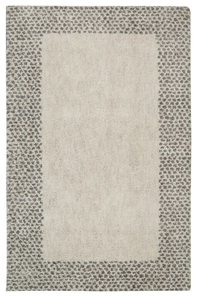 Spotted Border Gray Rug, 5'x8'