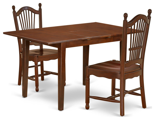 3Pc 42/53.5" Dining Table, 12 In Self Storing Butterfly Leaf, Two Wood ...
