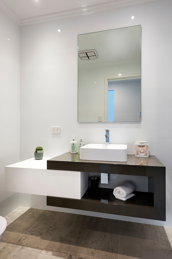 Design ideas for a contemporary powder room in Perth.