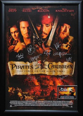 Pirates Of The Caribbean: Curse Of The Black Pearl Signed Poster, Custom Frame