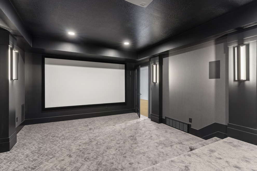 Home theater - transitional home theater idea in Salt Lake City