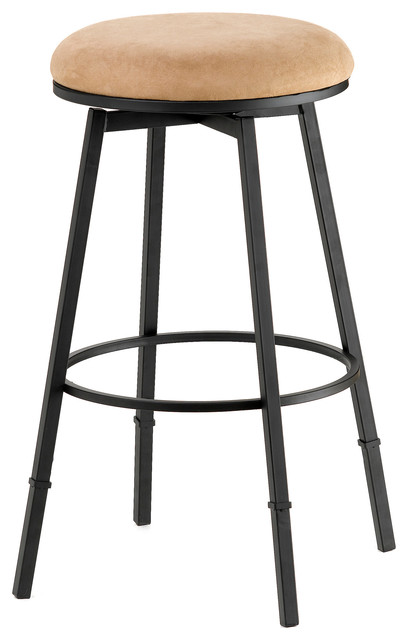 Sanders Matte Black Backless Metal Swivel Counter/Barstool with Nested Leg and B