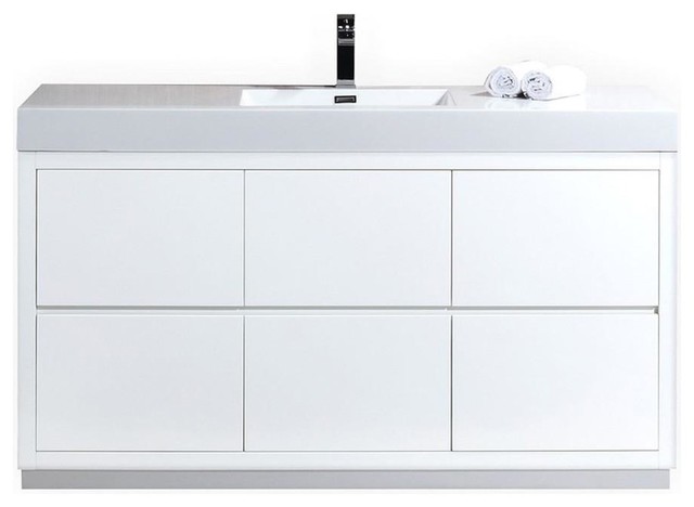 Lux 60 Single Sink High Gloss White Free Standing Bathroom Vanity Contemporary Bathroom Vanities And Sink Consoles By Tuscanbasins Houzz
