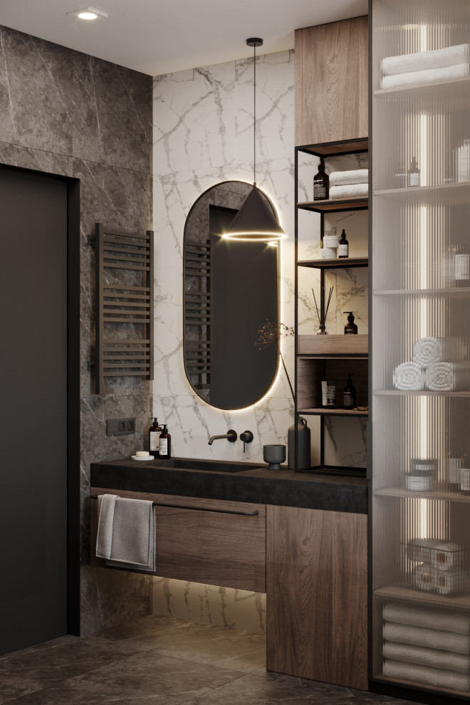 Визуализация кабинета и санузла в коттедже в д. Конохово