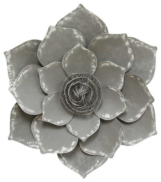 Stratton Home Decor Gray Lotus Wall