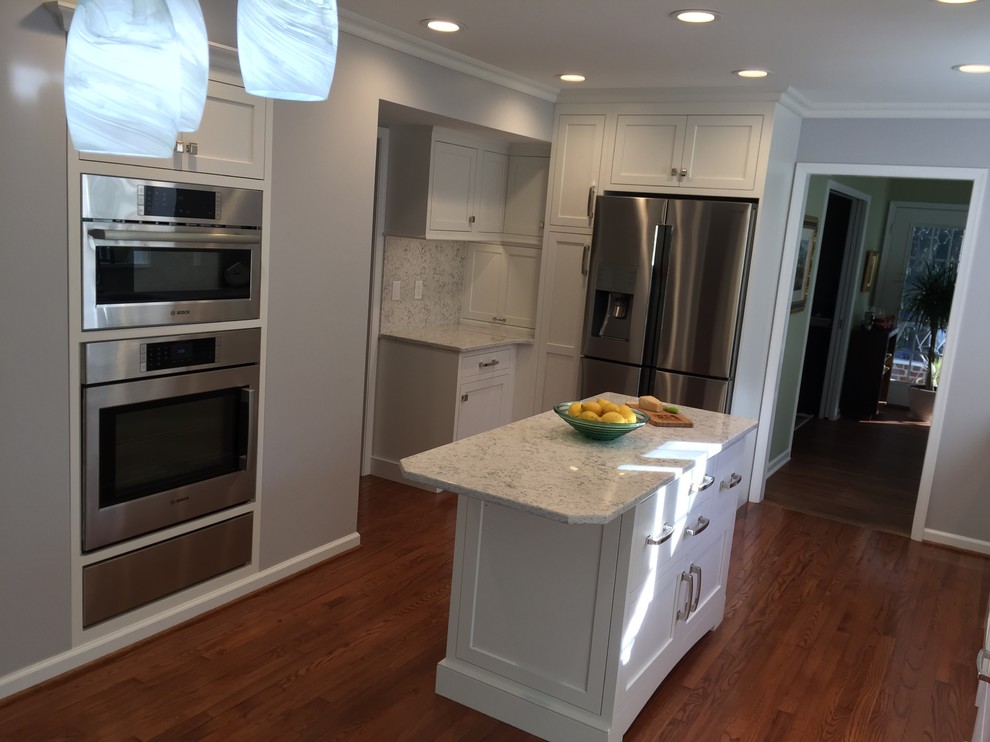 White Kitchen with Full-height backsplash