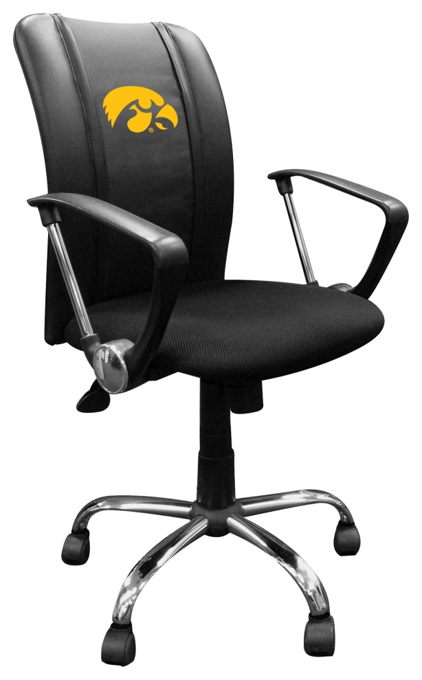 Iowa Hawkeyes Task Chair With Arms Black Mesh Ergonomic Contemporary