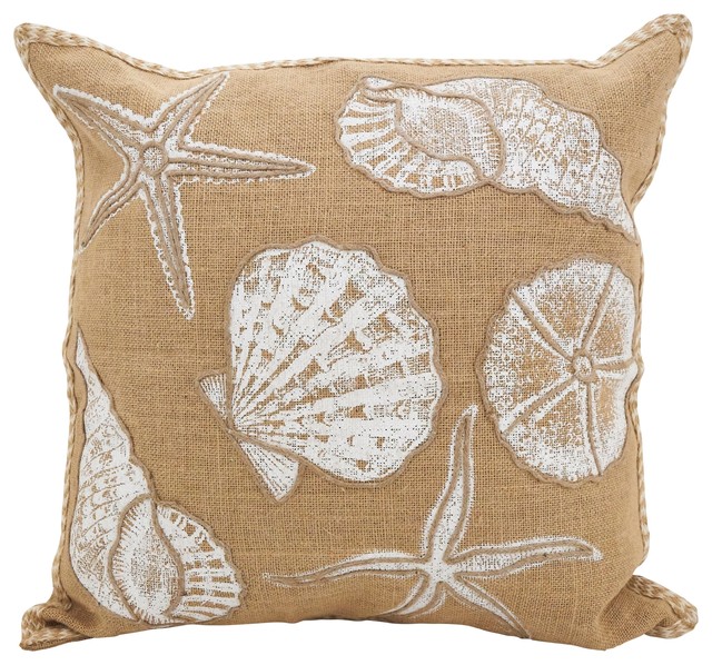Natural Sea Life Down Filled Throw Pillow Beach Style Decorative