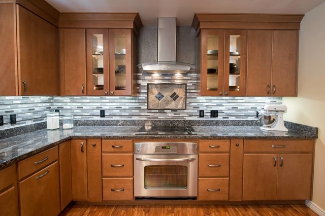 Medium Dark Maple Cabinet Contemporary Kitchen - Contemporary - Kitchen ...