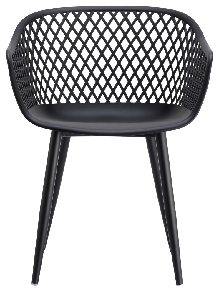 23.5 Inch Outdoor Chair Black (Set of 2) Black Contemporary