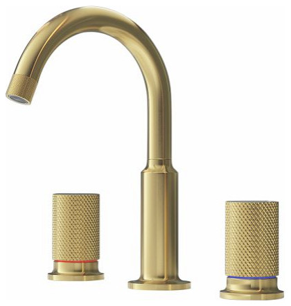 Farmhouse Brushed Gold 2-Handle Unique Arch Bathroom Sink Faucet - Contemporary - Bathroom Sink ...