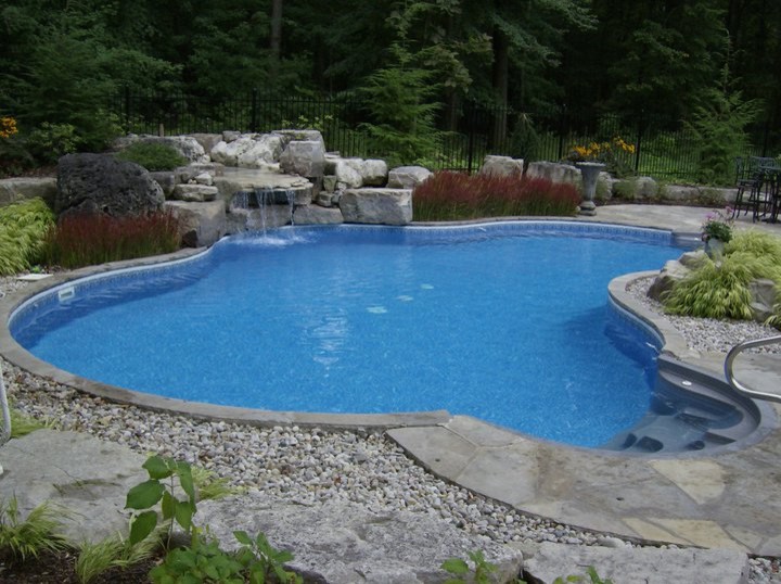 Inspiration for a large backyard stone pool remodel in Toronto