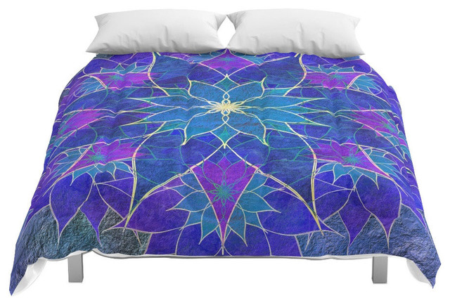 Society6 Lotus 2 Blue And Purple Comforter Contemporary