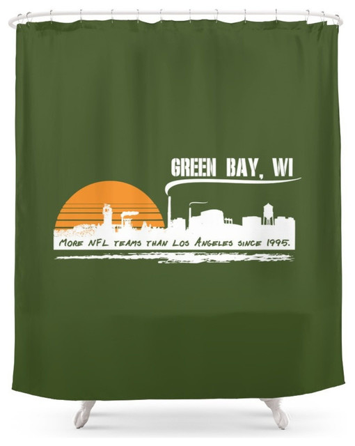 Green Bay S Charm Shower Curtain Contemporary Shower Curtains
