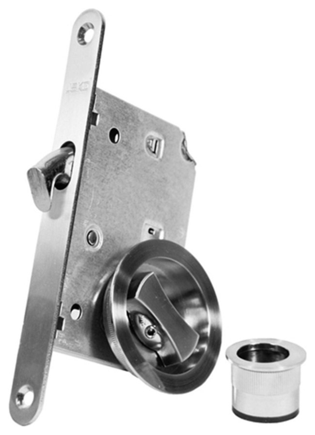 Contemporary Modern European Style Round Pocket Door Lock Satin