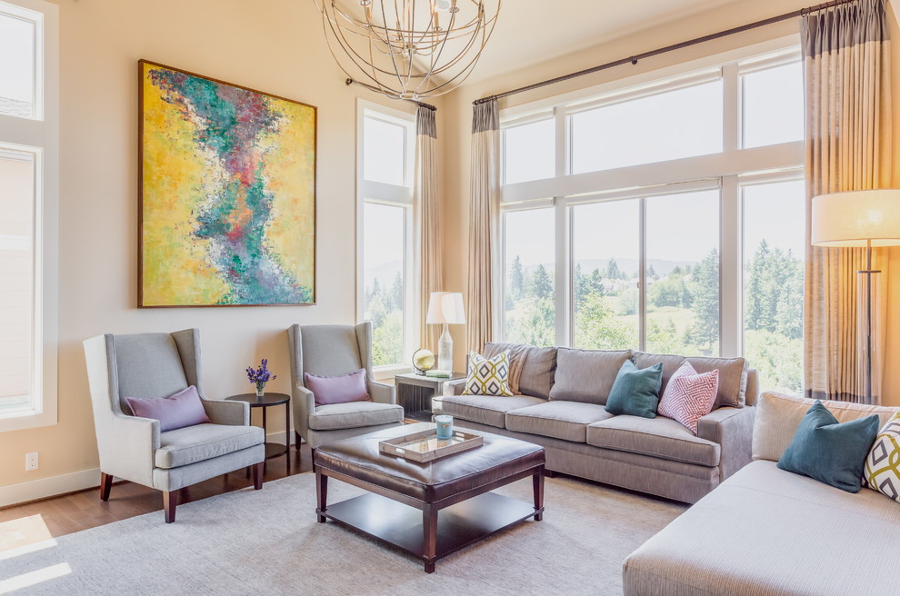 Traditional formal living room in Seattle with beige walls.
