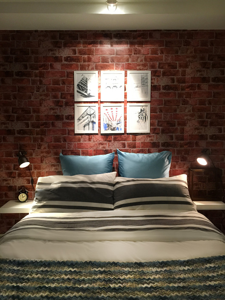 Inspiration for a small industrial bedroom in New York.