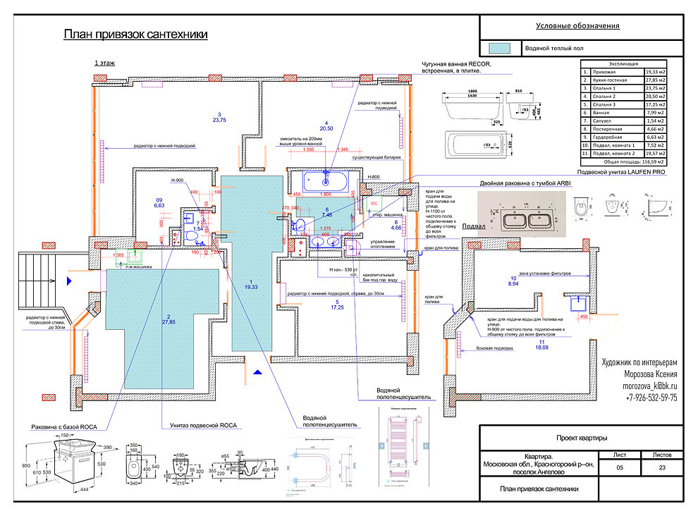 ПЛАН ПРИВЯЗОК САНТЕХНИКИ