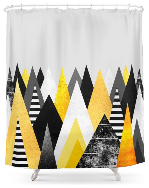 Society6 Yellow Peaks Shower Curtain Contemporary Shower Curtains