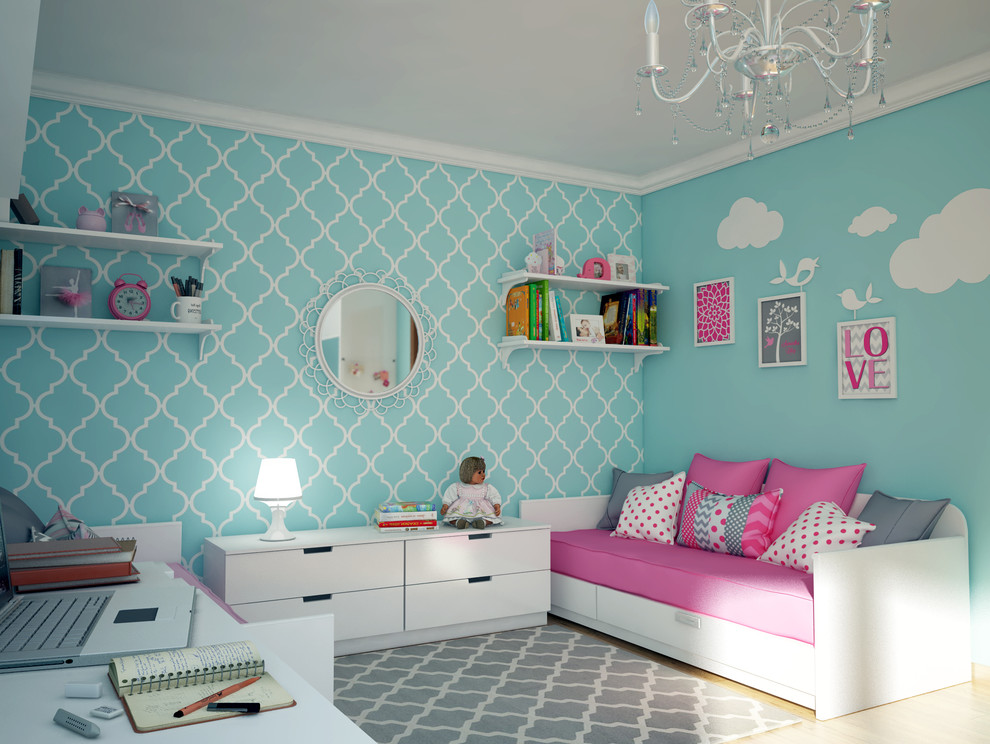 Детская комната в голубых тонах