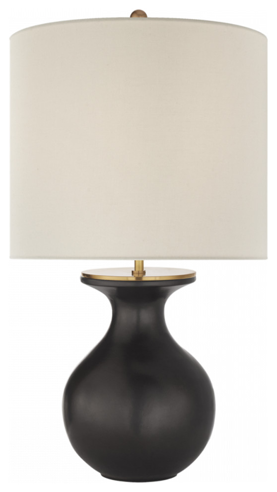 Albie Table Lamp, 1-Light, Metallic Black, Cream Linen Shade, 25.25"H