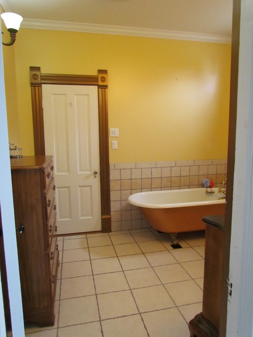 Bathroom Yellow Fixtures need help with bathroom style Bathroom Yellow Fixtures need help with bathroom style