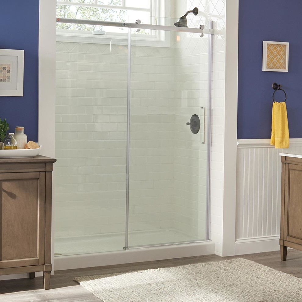 5/16" Frameless Roller Shower Door Contemporary Shower Doors by