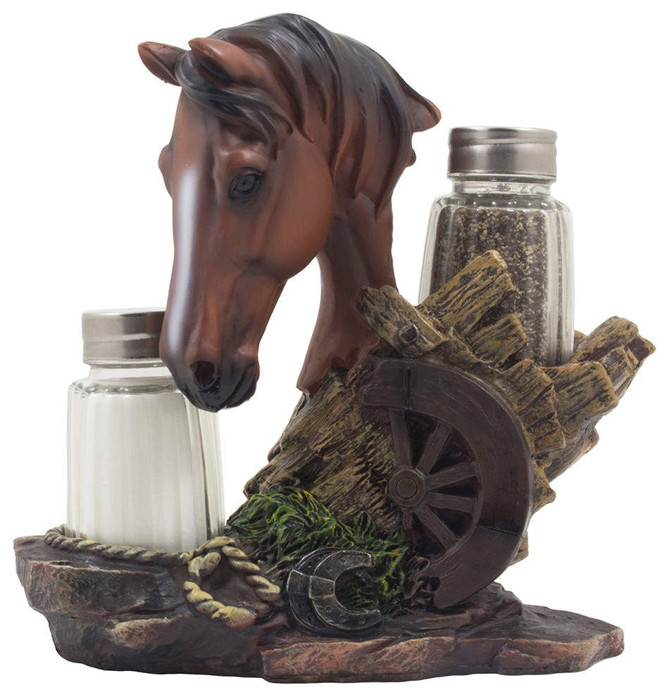 RW Western Home Decor Salt and Pepper Kitchen Table Shakers Log star 