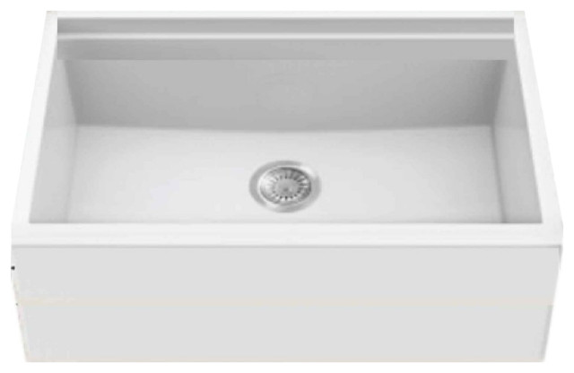 American Imagination 33"W Kitchen Sink, White Granite Composite