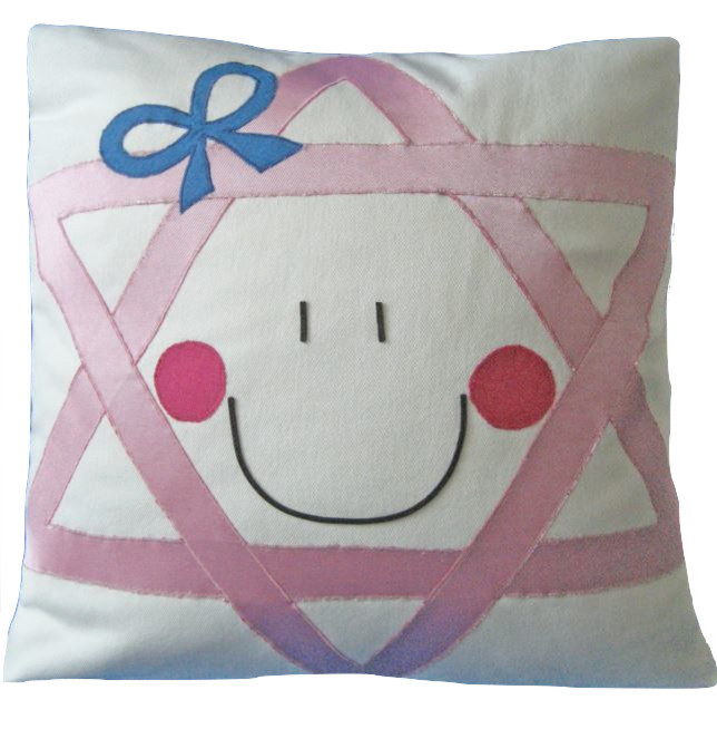 Girl Pillow, Star of David 20"x20" Cotton Contemporary Kids Pillows