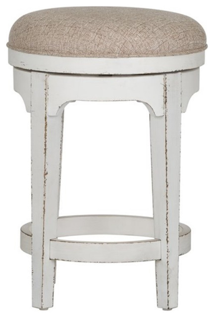 Magnolia Manor White Console Swivel Stool - Farmhouse - Bar Stools And ...