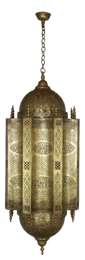 Large Moroccan Hand Punched Brass Chandelier