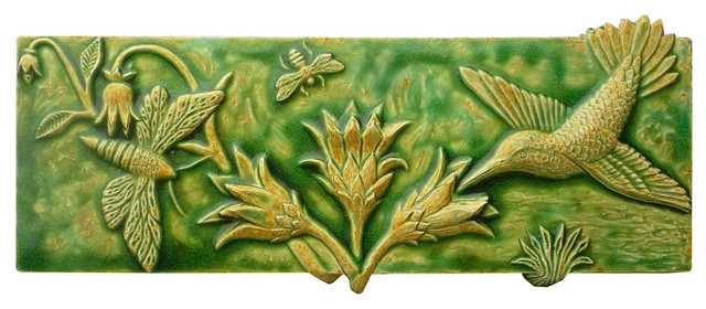 Pollinators Ceramic Tile, Rainforest Green Glaze