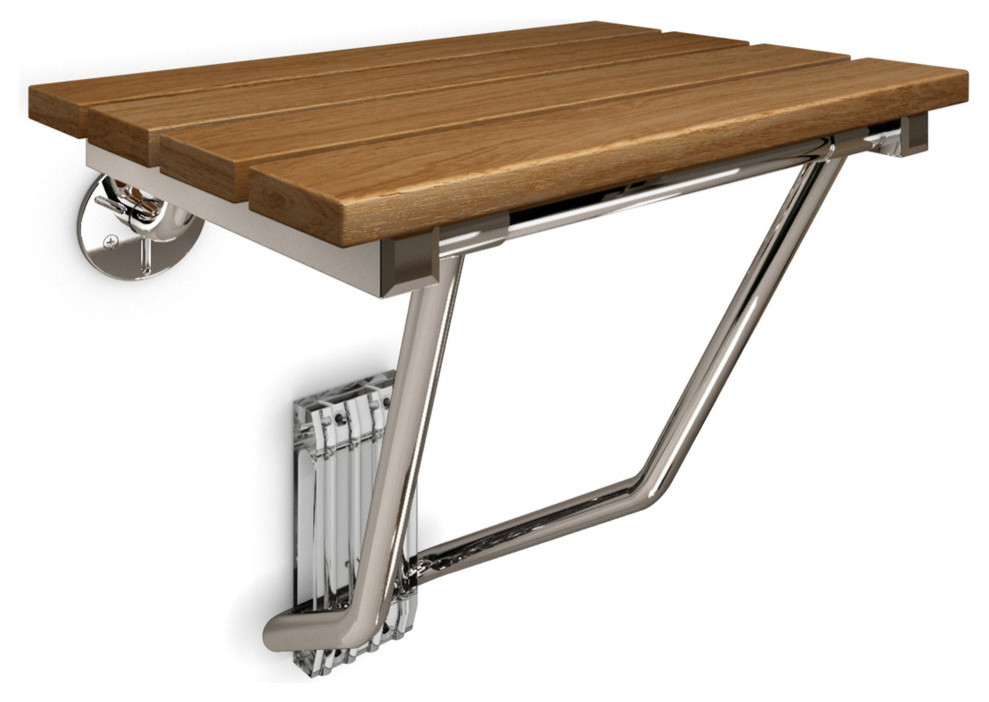 DreamLine Natural Teak Folding Shower Seat. ADA Compliant Shower Seat