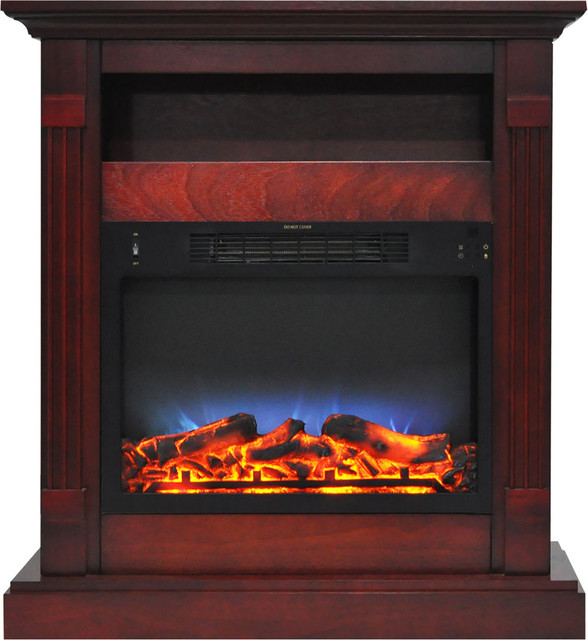 Sienna 34" Electric Fireplace With Multi-Color LED Insert and Cherry Mantel