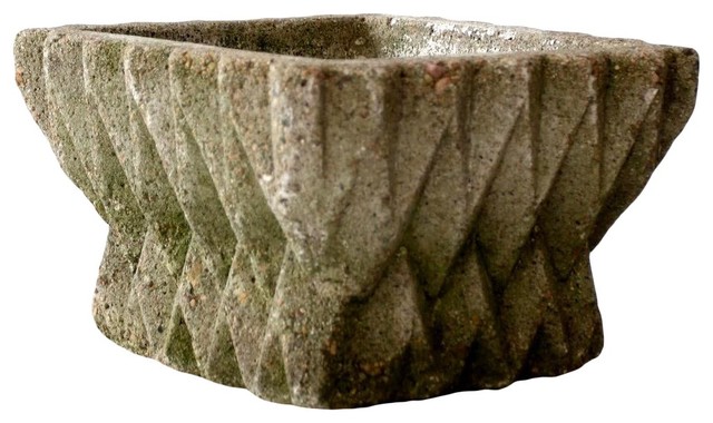 Consigned Vintage Cement Planter Traditional Outdoor Pots And Consigned Vintage Cement Planter