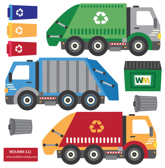 Garbage Truck And Recycling Wall Decals L Stick Eco Garbage Truck And Recycling Wall Decals L Stick Eco Friendly 1