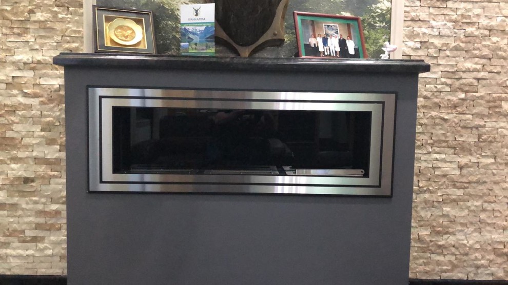 Встроенный биокамин с двойными шлифованными рамками