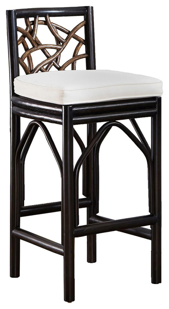 Panama Jack Trinidad Barstool With Cushion PJS1401BLKBS/CV541