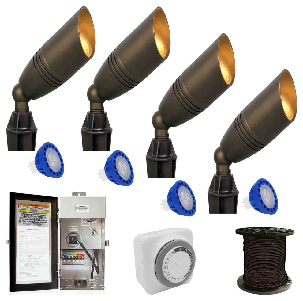 LED Landscape Lighting Kit with 4 Spotlights Outdoor Garden Yard Spot
