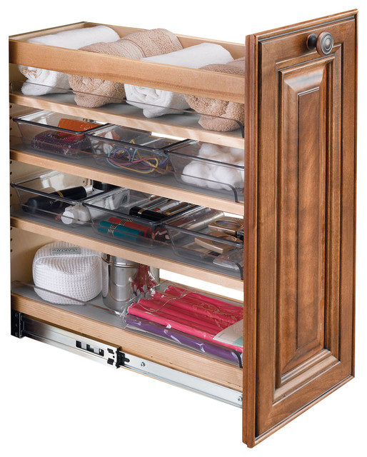 RevAShelf Wood PullOut Vanity Base Organizer With SoftClose Slides