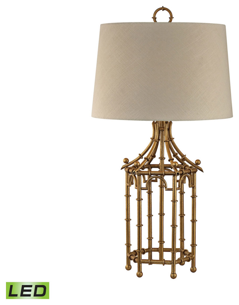 Bamboo Birdcage 1 Light Table Lamp in Gold Leaf