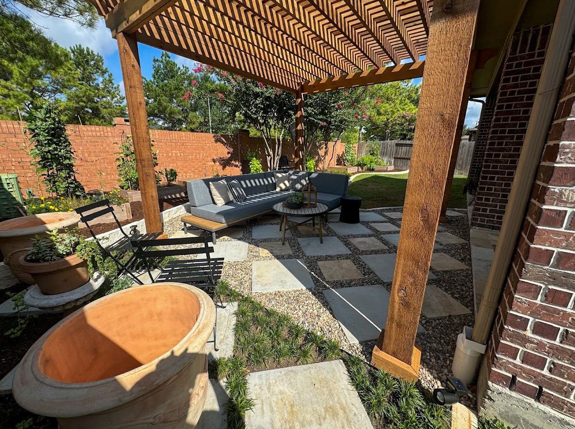 Backyard transformation with Pergola in Cinco Ranch!