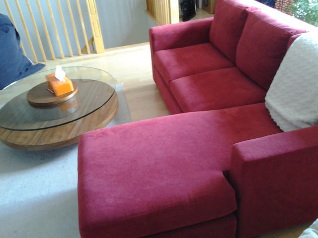 Red corner sofa modern-games-room