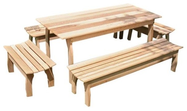 Creekvine Design Cedar Family Set Rustic Outdoor Dining Sets