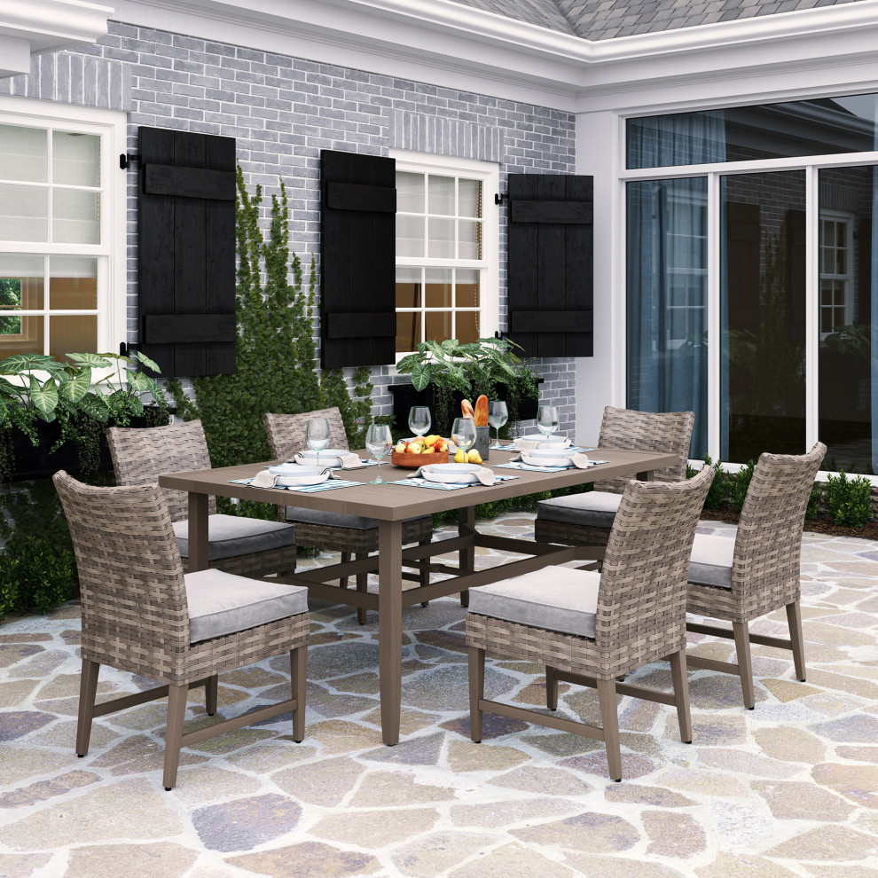 Martha Stewart Broxton 7Piece Dining Set, Light Brown and Beige