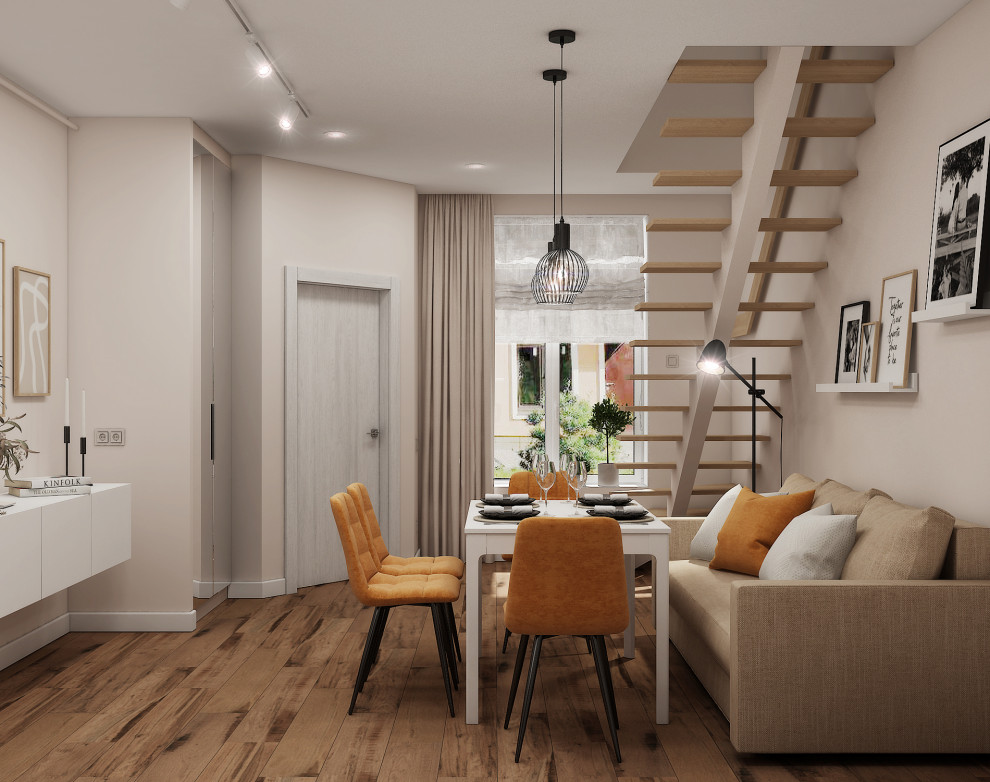 Кухня-гостиная, ванная. Таунхаус "Волжские пенаты" г. Ярославль 2021год