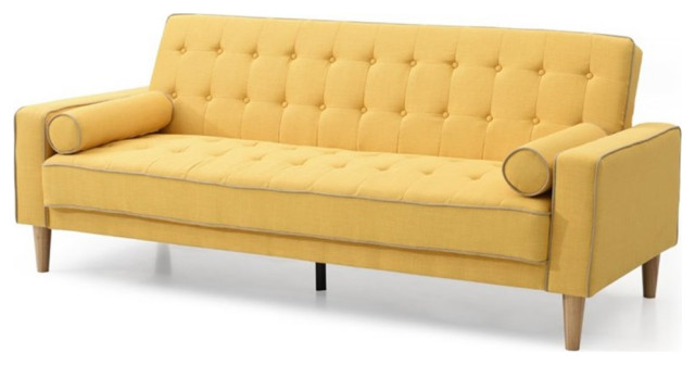 Glory Furniture Andrews Twill Fabric Sleeper Sofa in Yellow